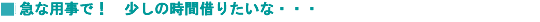 急な用事で! 少しの時間借りたいな・・・